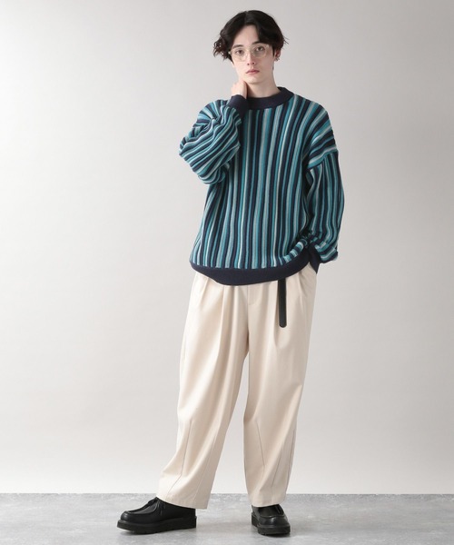 RAGEBLUE(レイジブルー)の「レトロストライプニットクルー/264554(ニット/セーター・メンズ・ブルー/ネイビー・MEDIUM/LARGE)」の3枚目の写真