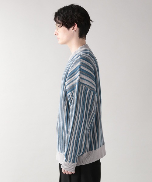 RAGEBLUE(レイジブルー)の「レトロストライプニットクルー/264554(ニット/セーター・メンズ・ブルー/ネイビー・MEDIUM/LARGE)」の15枚目の写真