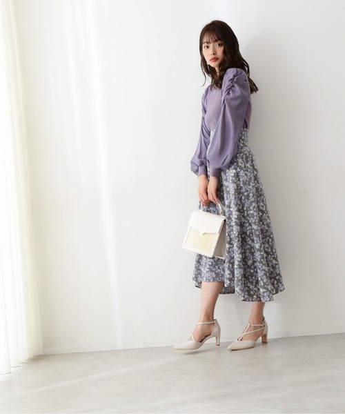 PROPORTION BODY DRESSING（プロポーションボディドレッシング）の「ぼかしフラワーイレヘムスカート / 1212120207（スカート・レディース・グレー/ネイビー/ベージュ・SMALL/MEDIUM）」の4枚目の写真