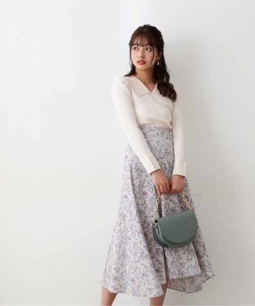 PROPORTION BODY DRESSING（プロポーションボディドレッシング）の「ぼかしフラワーイレヘムスカート / 1212120207（スカート・レディース・グレー/ネイビー/ベージュ・SMALL/MEDIUM）」の9枚目の写真