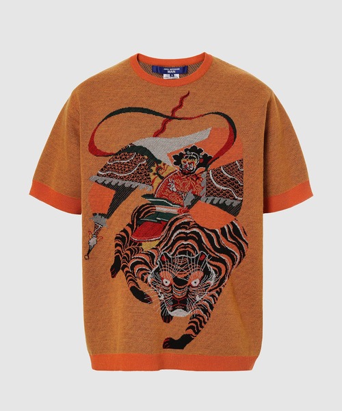 JYUNYA WATANABE MAN虎と武士刺繍のオレンジニット　S size JUNYA WATANABE MAN（ジュンヤワタナベマン）の「「Quang & Lien」柄