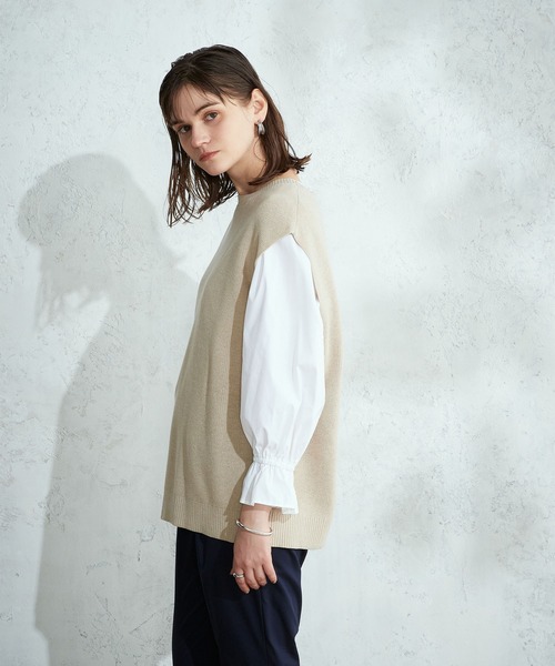 LE SOUK HOLIDAY(ルスークホリデー)の「キャンディスリーブブラウス(シャツ/ブラウス・レディース・ネイビー/オフホワイト/サックスブルー・M/L)」の8枚目の写真