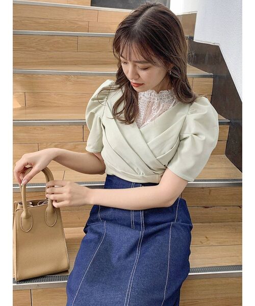 dazzlin(ダズリン)の「カシュクールレースカットソー(Tシャツ/カットソー・レディース・ブラック/パープル/ピンク/グリーン/オフホワイト・FREE)」の14枚目の写真