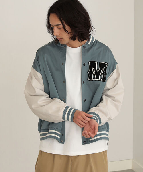 BEAMS HEART(ビームスハート)の「BEAMS HEART / ポリエステル コットン ビッグ スタジャン(スタジャン・メンズ・グレイッシュベージュ/ネイビー・SMALL/MEDIUM/LARGE)」の2枚目の写真