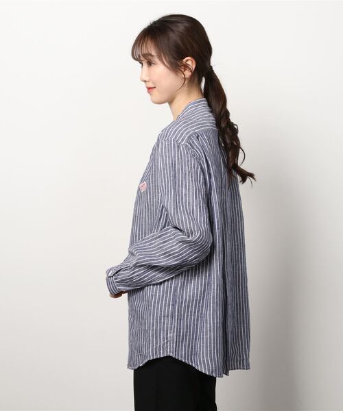 DANTON（ダントン）の「[DANTON/ダントン] リネンクロス バンドカラーストライプシャツ（シャツ/ブラウス・レディース・ネイビー・40/38/42）」の15枚目の写真