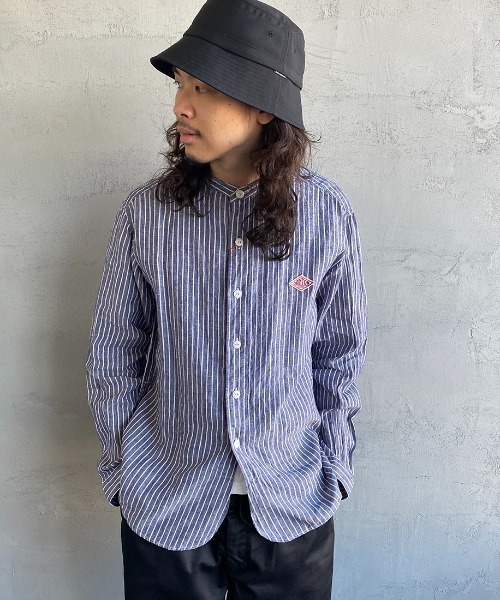 DANTON（ダントン）の「[DANTON/ダントン] リネンクロス バンドカラーストライプシャツ（シャツ/ブラウス・レディース・ネイビー・40/38/42）」の21枚目の写真