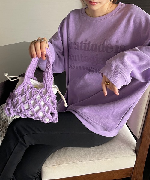 Opinion korean town(オピニオン コリアン タウン)の「Woven fabric mini bag(ハンドバッグ・レディース・パープル/イエロー/オレンジ/グリーン・FREE)」の1枚目の写真