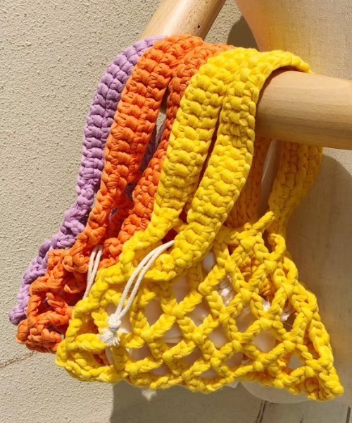 Opinion korean town(オピニオン コリアン タウン)の「Woven fabric mini bag(ハンドバッグ・レディース・パープル/イエロー/オレンジ/グリーン・FREE)」の6枚目の写真