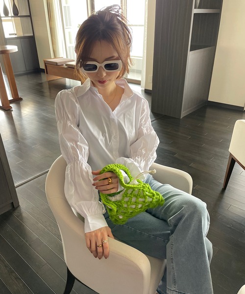 Opinion korean town(オピニオン コリアン タウン)の「Woven fabric mini bag(ハンドバッグ・レディース・パープル/イエロー/オレンジ/グリーン・FREE)」の21枚目の写真