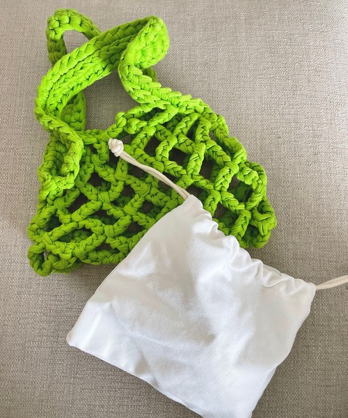 Opinion korean town(オピニオン コリアン タウン)の「Woven fabric mini bag(ハンドバッグ・レディース・パープル/イエロー/オレンジ/グリーン・FREE)」の17枚目の写真