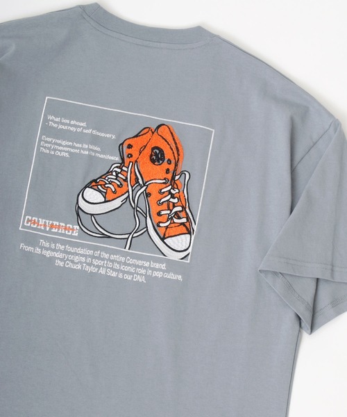 CONVERSE（コンバース）の「CONVERSE/コンバース ビッグシルエット バック刺繍 オールスター スニーカー イラスト フロント ワンポイント刺繍 Tシャツ（Tシャツ/カットソー・メンズ・ホワイト/ブラック/ブルー/グリーン/ホワイト系その他/ブラック系その他/ベージュ系その他/ブルー系その他・LL/M/L）」の7枚目の写真