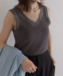 COLLAGE GALLARDAGALANTE | ジャケットとの相性がいい/シアー切替タンク/手洗い可(タンクトップ)