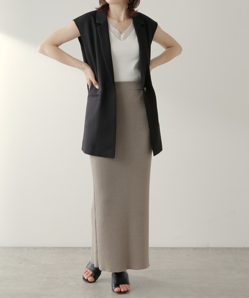 COLLAGE GALLARDAGALANTE（コラージュガリャルダガランテ）の「ジャケットとの相性がいい/シアー切替タンク/手洗い可（タンクトップ・レディース・ホワイト/チャコールグレー/ブラック/ベージュ/ライトグレー/ホワイト系その他/グレー・FREE）」の16枚目の写真