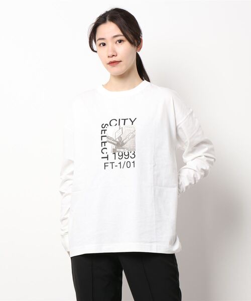 AZUL by moussy(アズールバイマウジー)の「CITY SELECT LONG SLEEVE TEE/シティーセレクトロングスリーブTシャツ(Tシャツ/カットソー・レディース・ライトベージュ/オフホワイト/ブラック・MEDIUM/SMALL)」の6枚目の写真
