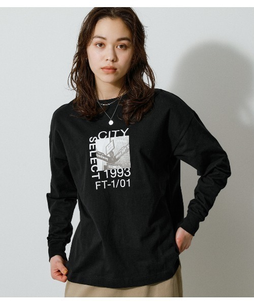 AZUL by moussy(アズールバイマウジー)の「CITY SELECT LONG SLEEVE TEE/シティーセレクトロングスリーブTシャツ(Tシャツ/カットソー・レディース・ライトベージュ/オフホワイト/ブラック・MEDIUM/SMALL)」の16枚目の写真