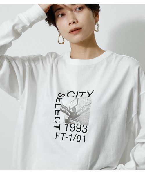 AZUL by moussy(アズールバイマウジー)の「CITY SELECT LONG SLEEVE TEE/シティーセレクトロングスリーブTシャツ(Tシャツ/カットソー・レディース・ライトベージュ/オフホワイト/ブラック・MEDIUM/SMALL)」の7枚目の写真
