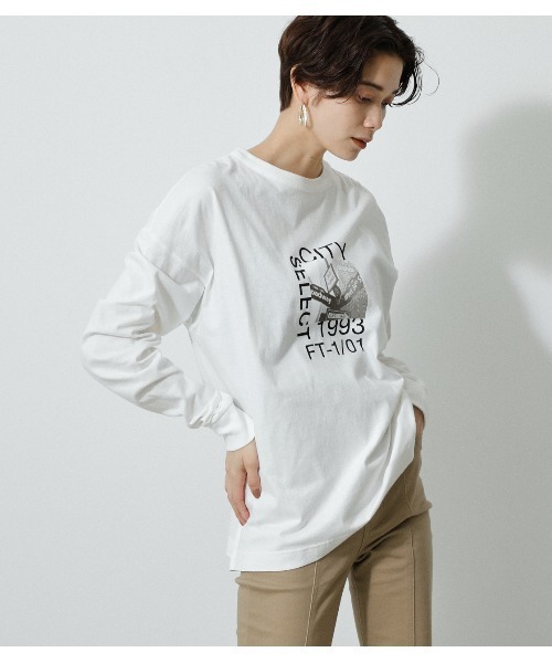 AZUL by moussy(アズールバイマウジー)の「CITY SELECT LONG SLEEVE TEE/シティーセレクトロングスリーブTシャツ(Tシャツ/カットソー・レディース・ライトベージュ/オフホワイト/ブラック・MEDIUM/SMALL)」の8枚目の写真