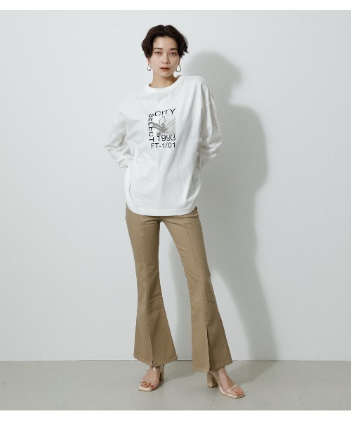 AZUL by moussy(アズールバイマウジー)の「CITY SELECT LONG SLEEVE TEE/シティーセレクトロングスリーブTシャツ(Tシャツ/カットソー・レディース・ライトベージュ/オフホワイト/ブラック・MEDIUM/SMALL)」の9枚目の写真