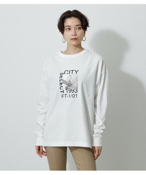 AZUL by moussy(アズールバイマウジー)の「CITY SELECT LONG SLEEVE TEE/シティーセレクトロングスリーブTシャツ(Tシャツ/カットソー・レディース・ライトベージュ/オフホワイト/ブラック・MEDIUM/SMALL)」の10枚目の写真
