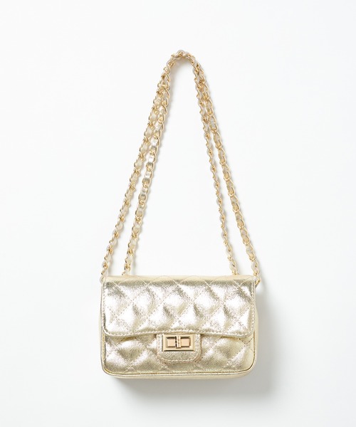 allureville（アルアバイル）の「キルティングチェーンショルダー（ショルダーバッグ・レディース・ブラック/ベージュ/ゴールド系その他・2）」の3枚目の写真