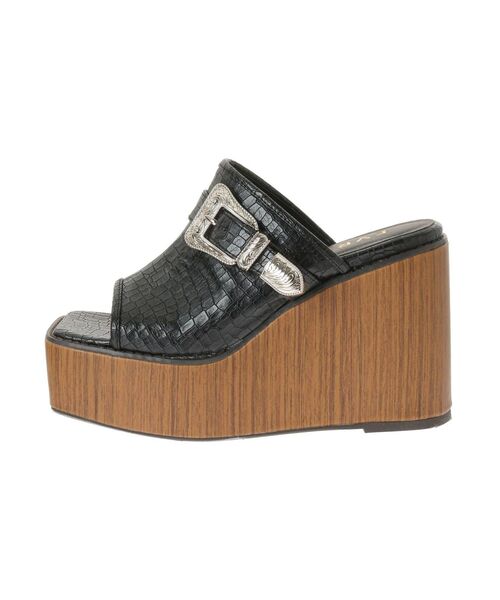 EVRIS（エヴリス）の「バックルウッドヒールサンダル（サンダル・レディース・ブラック/ブラウン/アイボリー・SMALL/MEDIUM/LARGE）」の21枚目の写真