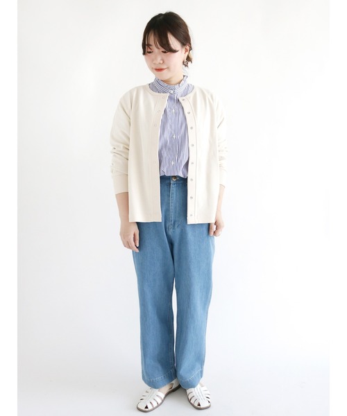 Lugnoncure（ルノンキュール）の「TCポンチクルーネックカーディガン（カーディガン/ボレロ・レディース・オフホワイト/チャコール/ベージュ・ﾌﾘ-）」の10枚目の写真