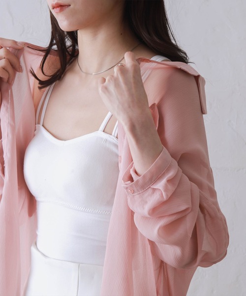 Kotoe(コトエ)の「レディース シアー 長袖 シースルー オーバーサイズ ビッグシャツ(シャツ/ブラウス・レディース・ホワイト/ピンク/グリーン・FREE)」の12枚目の写真