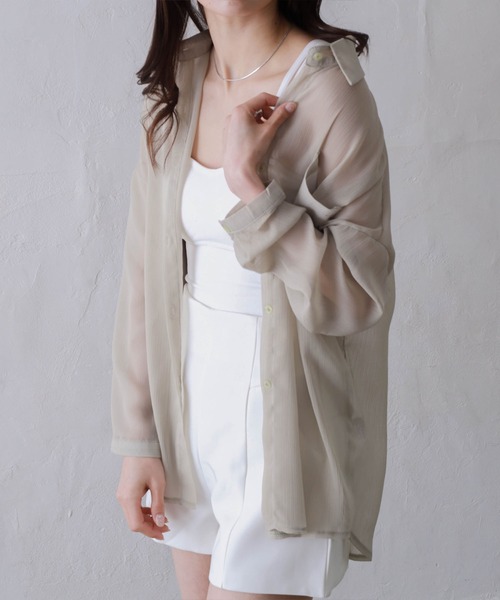 Kotoe(コトエ)の「レディース シアー 長袖 シースルー オーバーサイズ ビッグシャツ(シャツ/ブラウス・レディース・ホワイト/ピンク/グリーン・FREE)」の19枚目の写真