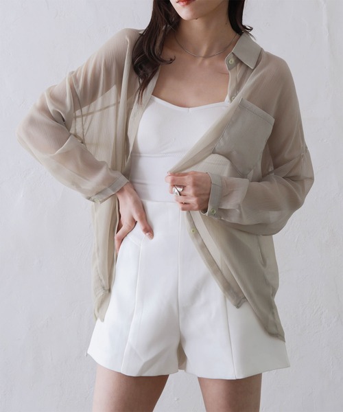 Kotoe(コトエ)の「レディース シアー 長袖 シースルー オーバーサイズ ビッグシャツ(シャツ/ブラウス・レディース・ホワイト/ピンク/グリーン・FREE)」の20枚目の写真