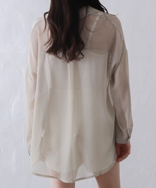 Kotoe(コトエ)の「レディース シアー 長袖 シースルー オーバーサイズ ビッグシャツ(シャツ/ブラウス・レディース・ホワイト/ピンク/グリーン・FREE)」の5枚目の写真