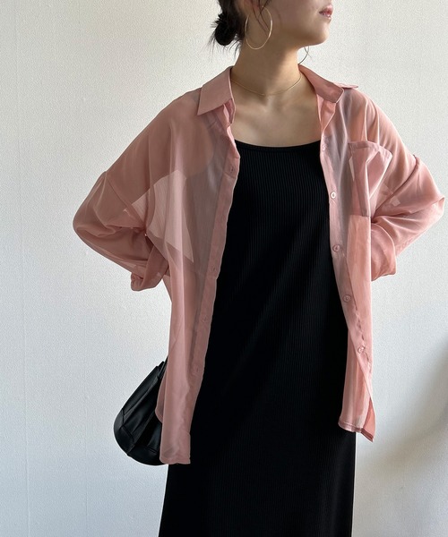 Kotoe(コトエ)の「レディース シアー 長袖 シースルー オーバーサイズ ビッグシャツ(シャツ/ブラウス・レディース・ホワイト/ピンク/グリーン・FREE)」の21枚目の写真