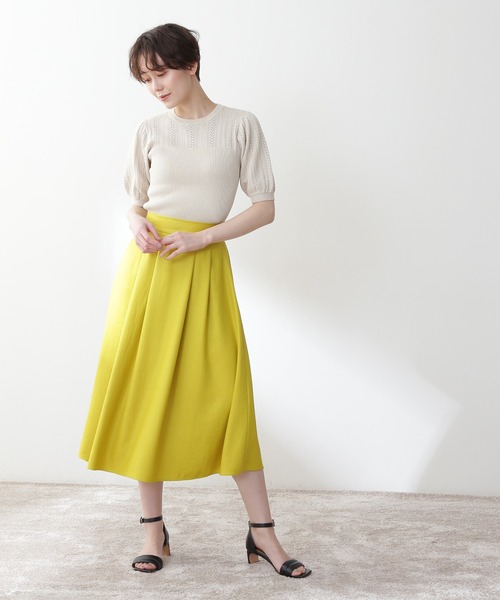 N.(N. Natural Beauty Basic)(エヌエヌナチュラルビューティーベーシック)の「【S Size Line】◆サイドタックフレアスカート(スカート・レディース・ナチュラル/ネイビー/イエロー・SMALL/MEDIUM)」の4枚目の写真