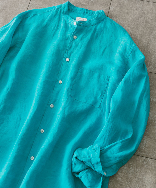 URBAN RESEARCH DOORS(アーバンリサーチドアーズ)の「リネンバンドカラーシャツ(シャツ/ブラウス・メンズ・ホワイト/インディゴブルー/グリーン/ミント/ホワイト系その他/ブラウン系その他・MEDIUM/LARGE)」の1枚目の写真