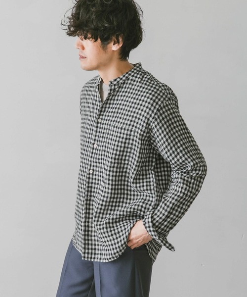 URBAN RESEARCH DOORS(アーバンリサーチドアーズ)の「リネンバンドカラーシャツ(シャツ/ブラウス・メンズ・ホワイト/インディゴブルー/グリーン/ミント/ホワイト系その他/ブラウン系その他・MEDIUM/LARGE)」の8枚目の写真