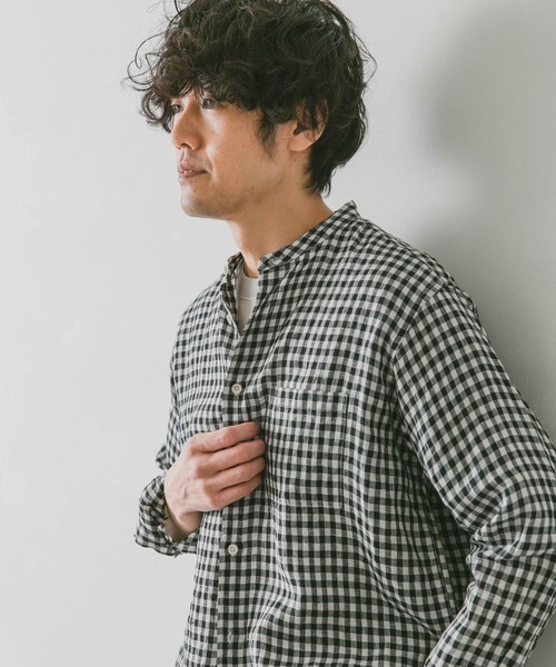 URBAN RESEARCH DOORS(アーバンリサーチドアーズ)の「リネンバンドカラーシャツ(シャツ/ブラウス・メンズ・ホワイト/インディゴブルー/グリーン/ミント/ホワイト系その他/ブラウン系その他・MEDIUM/LARGE)」の20枚目の写真