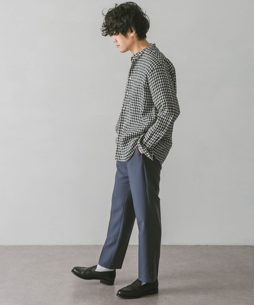 URBAN RESEARCH DOORS(アーバンリサーチドアーズ)の「リネンバンドカラーシャツ(シャツ/ブラウス・メンズ・ホワイト/インディゴブルー/グリーン/ミント/ホワイト系その他/ブラウン系その他・MEDIUM/LARGE)」の9枚目の写真