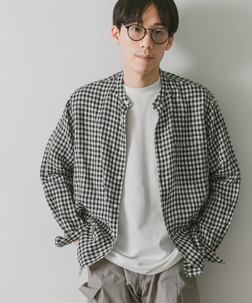 URBAN RESEARCH DOORS(アーバンリサーチドアーズ)の「リネンバンドカラーシャツ(シャツ/ブラウス・メンズ・ホワイト/インディゴブルー/グリーン/ミント/ホワイト系その他/ブラウン系その他・MEDIUM/LARGE)」の21枚目の写真