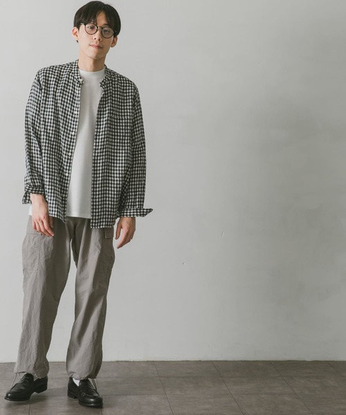 URBAN RESEARCH DOORS(アーバンリサーチドアーズ)の「リネンバンドカラーシャツ(シャツ/ブラウス・メンズ・ホワイト/インディゴブルー/グリーン/ミント/ホワイト系その他/ブラウン系その他・MEDIUM/LARGE)」の10枚目の写真