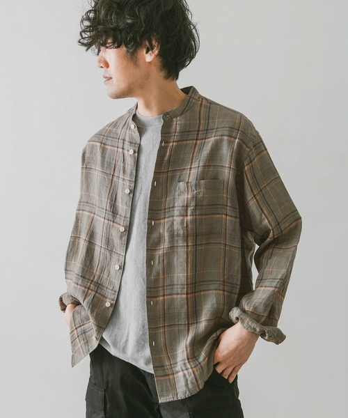 URBAN RESEARCH DOORS(アーバンリサーチドアーズ)の「リネンバンドカラーシャツ(シャツ/ブラウス・メンズ・ホワイト/インディゴブルー/グリーン/ミント/ホワイト系その他/ブラウン系その他・MEDIUM/LARGE)」の12枚目の写真