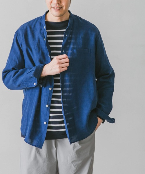 URBAN RESEARCH DOORS(アーバンリサーチドアーズ)の「リネンバンドカラーシャツ(シャツ/ブラウス・メンズ・ホワイト/インディゴブルー/グリーン/ミント/ホワイト系その他/ブラウン系その他・MEDIUM/LARGE)」の13枚目の写真