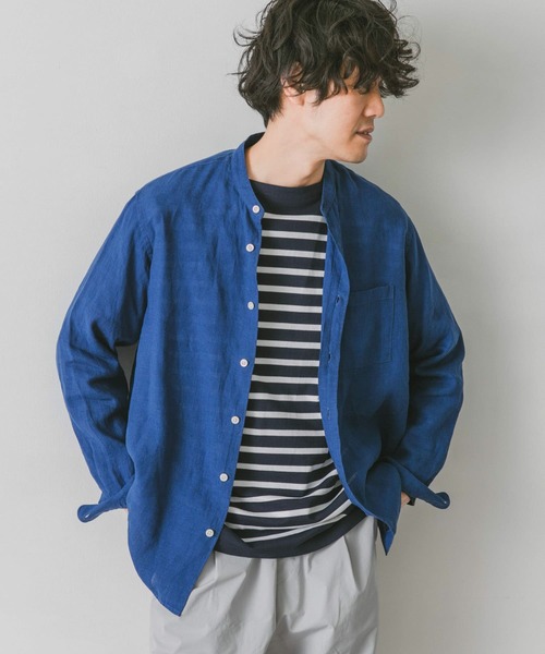 URBAN RESEARCH DOORS(アーバンリサーチドアーズ)の「リネンバンドカラーシャツ(シャツ/ブラウス・メンズ・ホワイト/インディゴブルー/グリーン/ミント/ホワイト系その他/ブラウン系その他・MEDIUM/LARGE)」の14枚目の写真