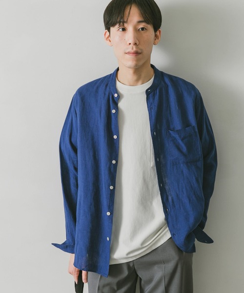 URBAN RESEARCH DOORS(アーバンリサーチドアーズ)の「リネンバンドカラーシャツ(シャツ/ブラウス・メンズ・ホワイト/インディゴブルー/グリーン/ミント/ホワイト系その他/ブラウン系その他・MEDIUM/LARGE)」の15枚目の写真