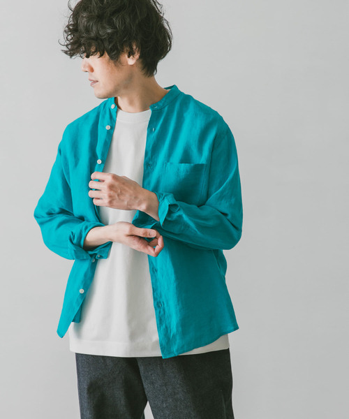 URBAN RESEARCH DOORS(アーバンリサーチドアーズ)の「リネンバンドカラーシャツ(シャツ/ブラウス・メンズ・ホワイト/インディゴブルー/グリーン/ミント/ホワイト系その他/ブラウン系その他・MEDIUM/LARGE)」の16枚目の写真