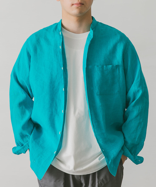 URBAN RESEARCH DOORS(アーバンリサーチドアーズ)の「リネンバンドカラーシャツ(シャツ/ブラウス・メンズ・ホワイト/インディゴブルー/グリーン/ミント/ホワイト系その他/ブラウン系その他・MEDIUM/LARGE)」の17枚目の写真