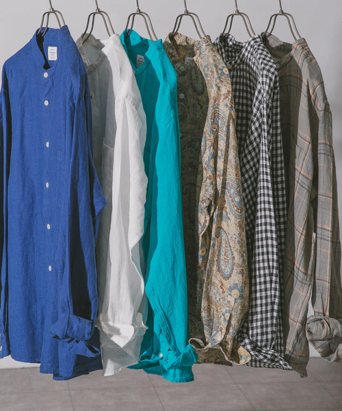 URBAN RESEARCH DOORS(アーバンリサーチドアーズ)の「リネンバンドカラーシャツ(シャツ/ブラウス・メンズ・ホワイト/インディゴブルー/グリーン/ミント/ホワイト系その他/ブラウン系その他・MEDIUM/LARGE)」の6枚目の写真