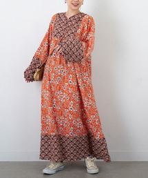 柄デザインロングワンピース