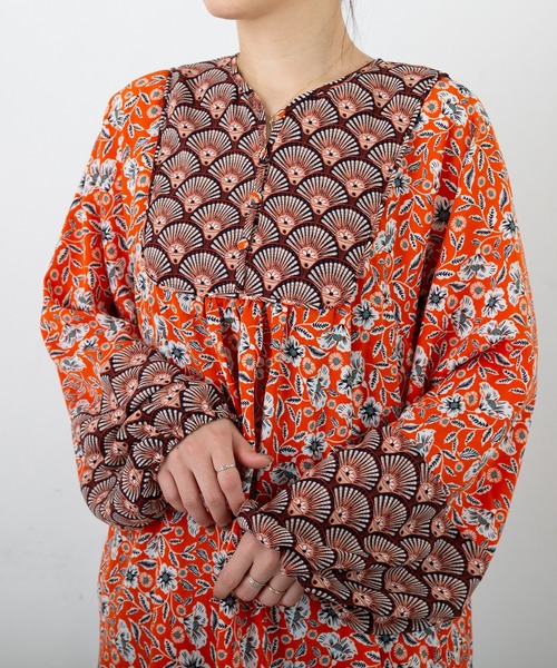 PICHI（ピイチ）の「柄デザインロングワンピース（ワンピース・レディース・ネイビー/オレンジ・FREE）」の19枚目の写真
