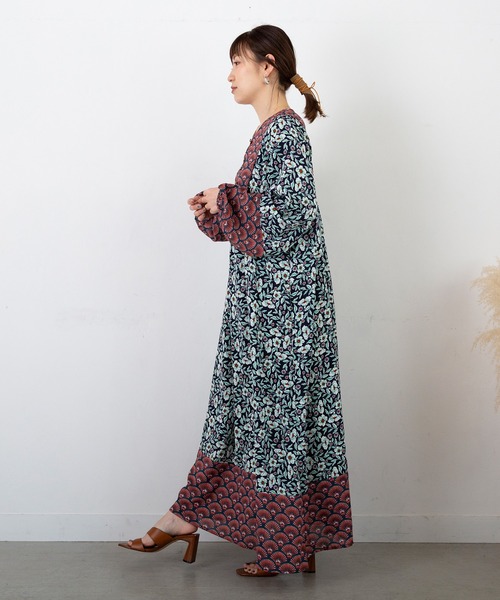PICHI（ピイチ）の「柄デザインロングワンピース（ワンピース・レディース・ネイビー/オレンジ・FREE）」の20枚目の写真