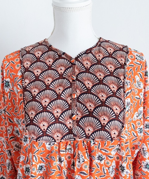 PICHI（ピイチ）の「柄デザインロングワンピース（ワンピース・レディース・ネイビー/オレンジ・FREE）」の7枚目の写真