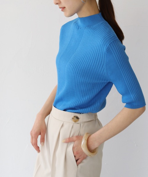 HER CLOSET（ハークローゼット）の「【HERCLOSET】WEB限定プチハイネックカラフルイレギュラーリブニット【新色追加】（ニット/セーター・レディース・ブラック/オフホワイト/イエロー/ブルー/ダークオレンジ/レッド/グリーン・M）」の22枚目の写真